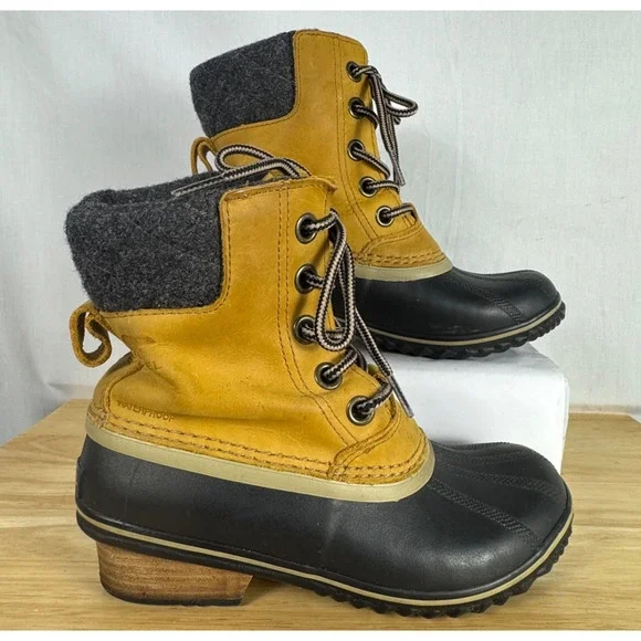 Sorel Women's Slimpack Lace Up Leather Brown Waterproof Duck Winter Boot Size 6 - Picture 1 of 8
